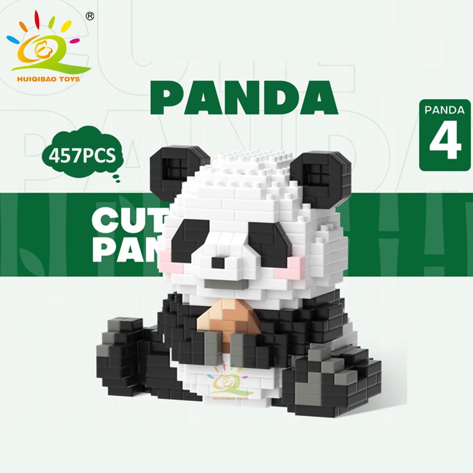 Non-Toxic Diy Cute Panda Shape Micro Model Building Blocks Set City Creativity Zoo Animal Mini Bricks Toys For Children Kid Gift