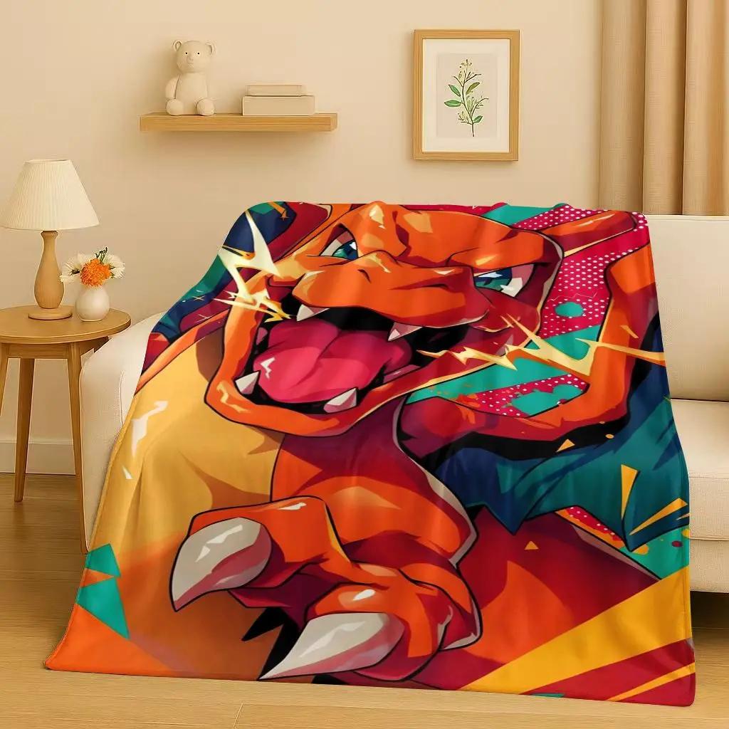 3D Charizard Pokemon Cartoon Christmas Gift Flannel Blanket,Ultra Soft Plush Throw for Home Bedroom Bed Sofa Cover Kids