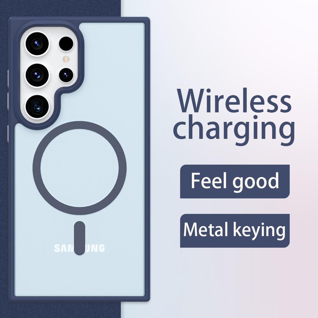 Matte Simple Solid Color Suitable Magnetic Phone Case For Samsung Galaxy S21 S22 S23 S24 Ultra Plus Wireless Charge Phone Covers