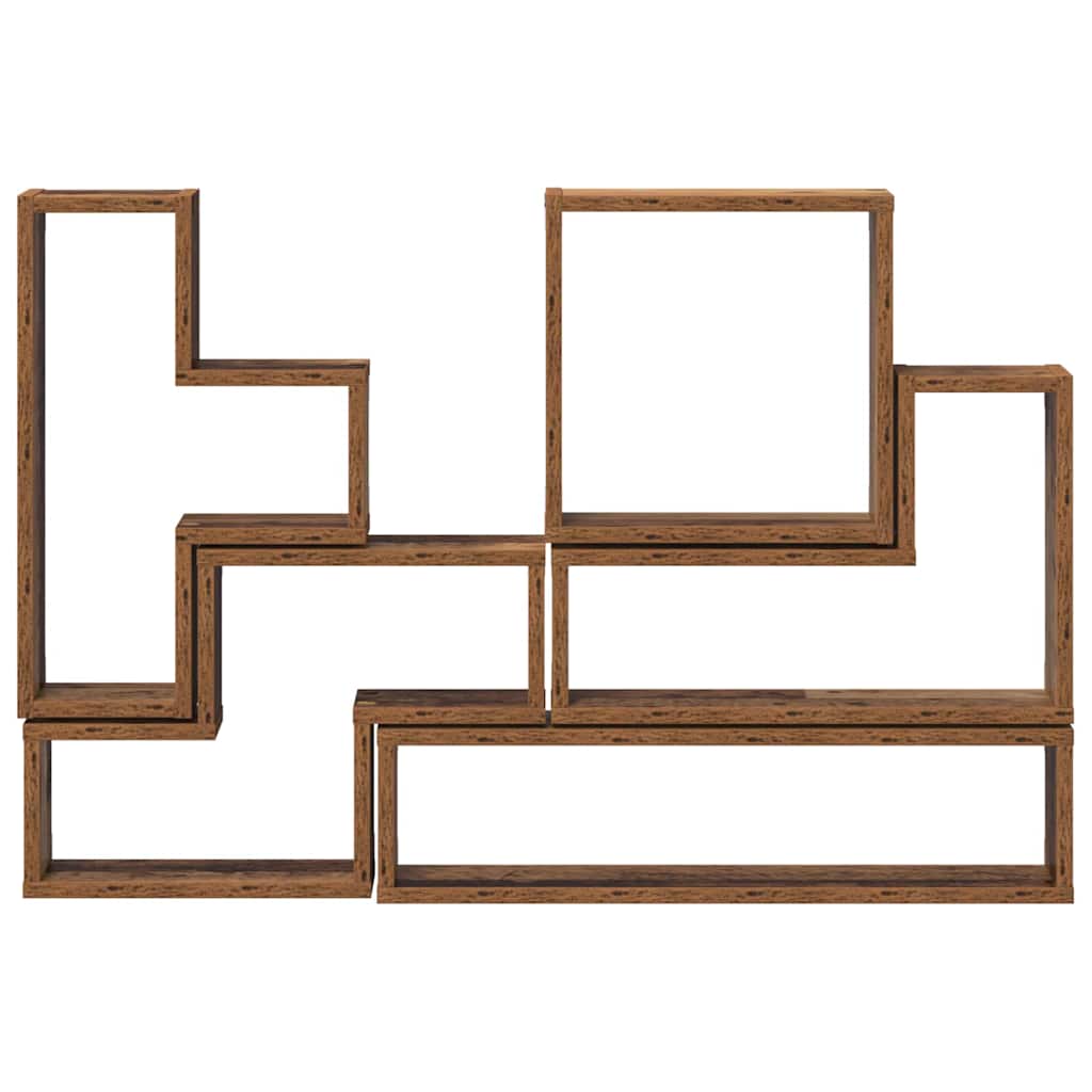 Wall Mounted Shelf with Storage Reclaimed Wood Look 96 x 12 x 64 cm