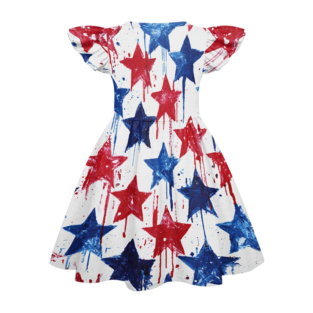 Girls' Summer Princess Dress - A-Line Casual Print Dress