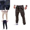 Men's Slim Fit Cuffed Trousers With Adjustable Waist And Multiple Pockets