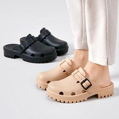 Moda Shevalues Verano Nuevos Tacones Zuecos Mujer EVA Sandalias Caladas Plataforma Suave Zapatillas Modernas Diapositivas de Calle Playa Zapato Ocio Mules
