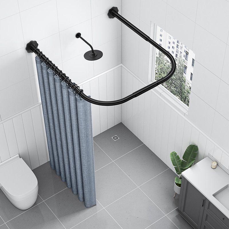 Lantuan Punch-Free Curved U-Shaped Shower Curtain Set