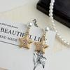Light Luxury Micro-inlaid Zircon Five-pointed Star Pendant Pearl Stud Earrings Exquisite Christmas Star Earrings Niche Design Earrings