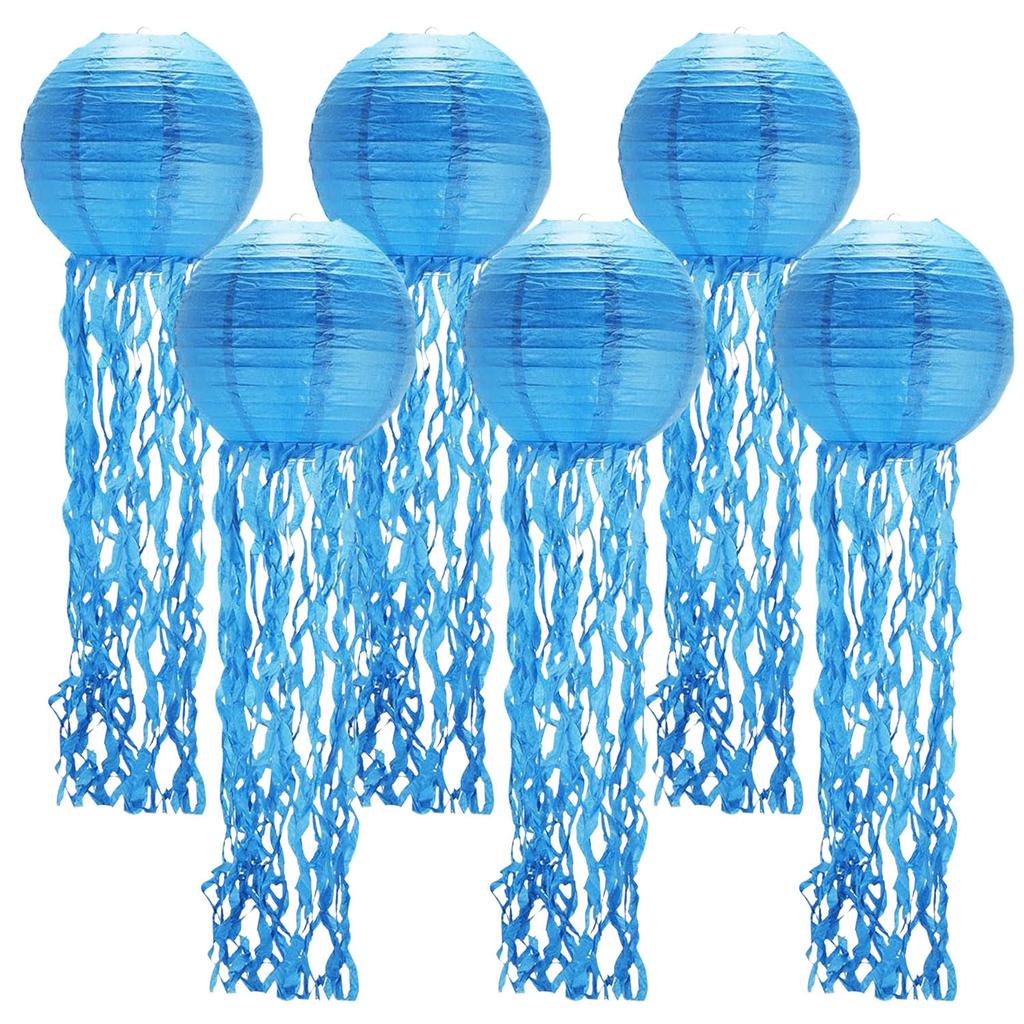 6PCS Jellyfish Paper Lanterns,Hanging Jelly Fish for Mermaid,Ocean Themed,Birthday,Party Under The Sea Party Decorations