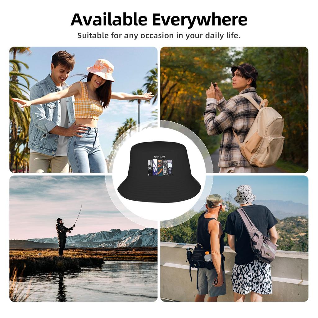 Unisex Elliott Smith Bucket Hat Portable Fisherman Hats Summer Casual Beach Travel Caps Street Style Design Visor Hat