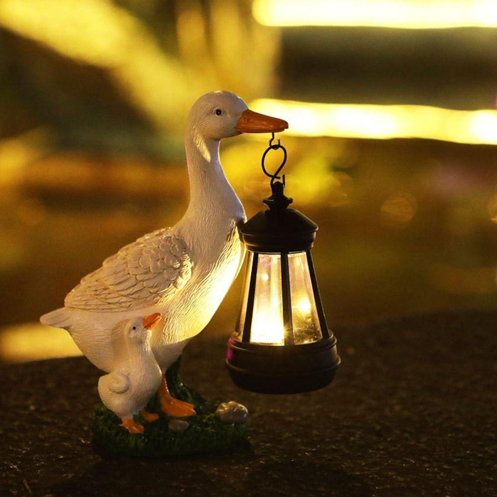 LED Duck Solar Lantern Warm Light Animal Figurine Lantern Solar Light Duck Statue  Villa