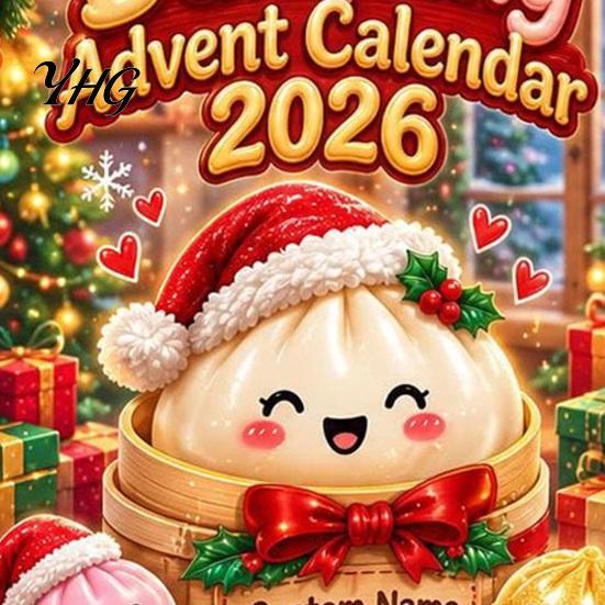 Decorative Hanging Ornaments 24 Day Cartoon Dumplings Advent Calendar 2026, 2D Acrylic Dumpling Christmas Pendants Countdown with Mini Charms