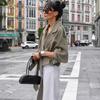 Women's Green Tie-Waist Long Sleeve Jacket