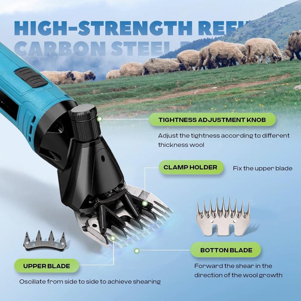 Esquiladora Eléctrica Inalámbrica Portátil de 6 Velocidades y 13 Dientes Máquina para Recortar el Pelo de Animales de Granja Cortadora Manual para Esquilar Ovejas