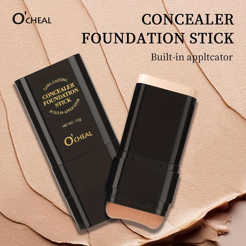 2-in-1 Waterproof Concealer & Foundation Stick Sweat-Resistant, Strong Coverage for Dark Circles, Foundation Stick With Brush Coverage