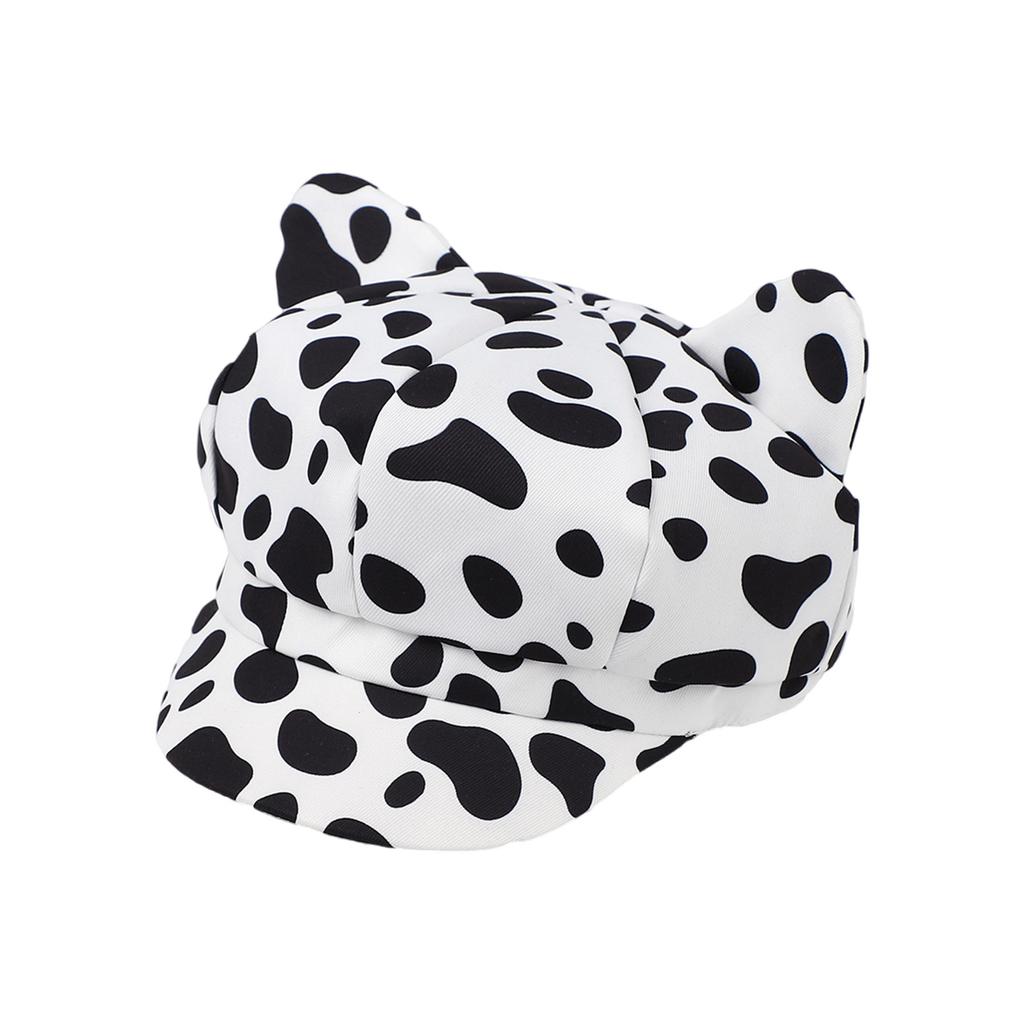Animal Print Beret Hat for Female Fashion Painter Hat with Cats Ear Teens Girl Cabbie Caps Photography Props Headpiece