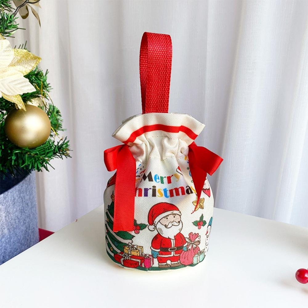 1/3/5Pcs Cartoon Santa Christmas Bags Cute Christmas Trees Cloth Candy Snack Package Bag Xmas Canvas