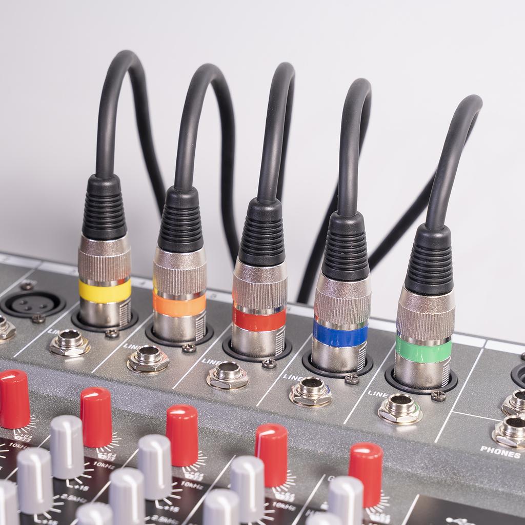 Set de 10 cabluri XLR de 1,5 m Cabluri colorate pentru microfon, cablu DMX pentru scenă, cu 3 pini, mascul la mamă