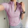 Casual Fitted Cropped T-shirt Jacket Women’s Short-sleeved Fitness Top Quick-drying Breathable Slimming Figure-hugging Cycling Jersey