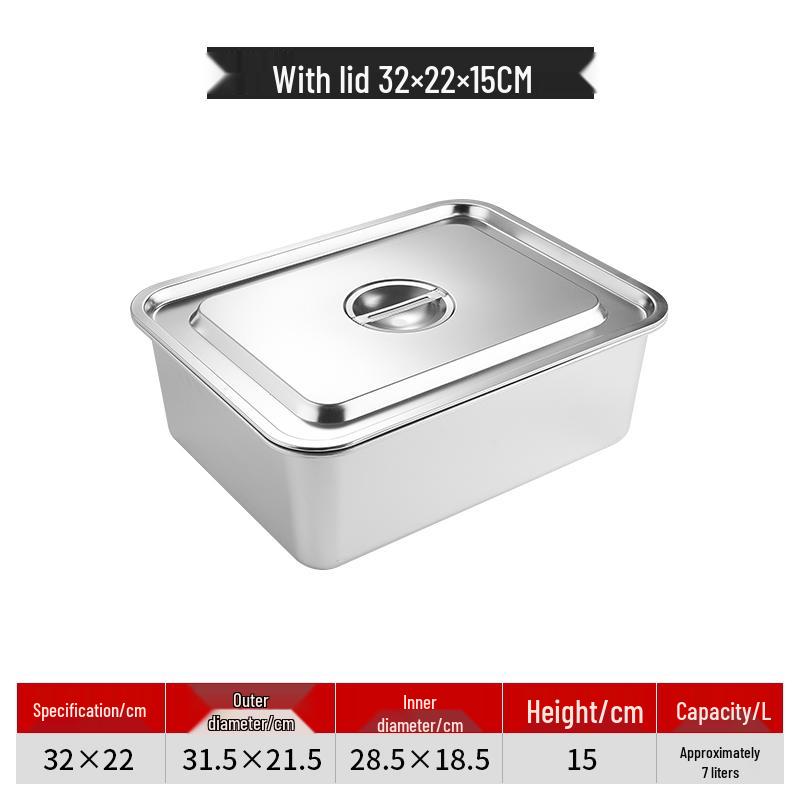 304 Stainless Steel Rectangular Food Pan with Lid