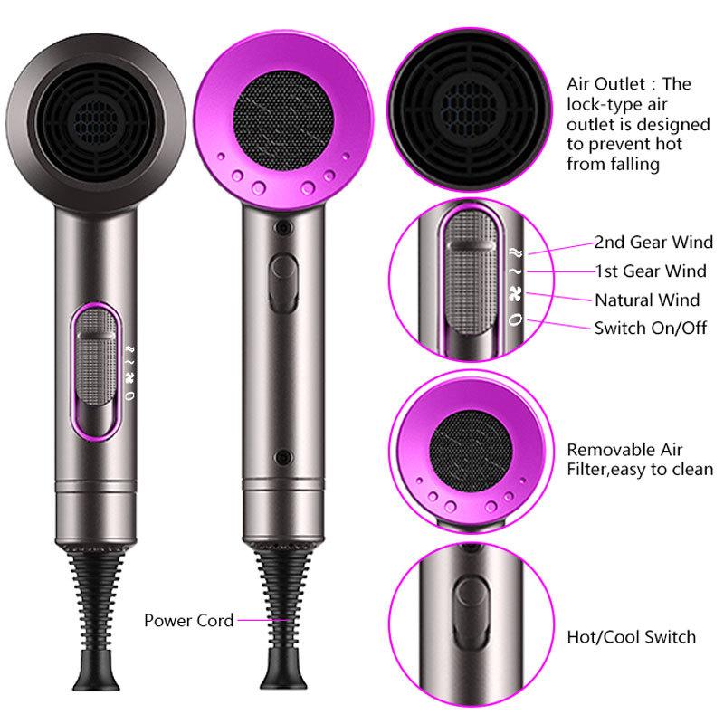 Difüzörlü Saç Kurutma Makinesi Fön Makinesi Tarak Fırçası 1800W İyonik Saç Kurutma Makineleri