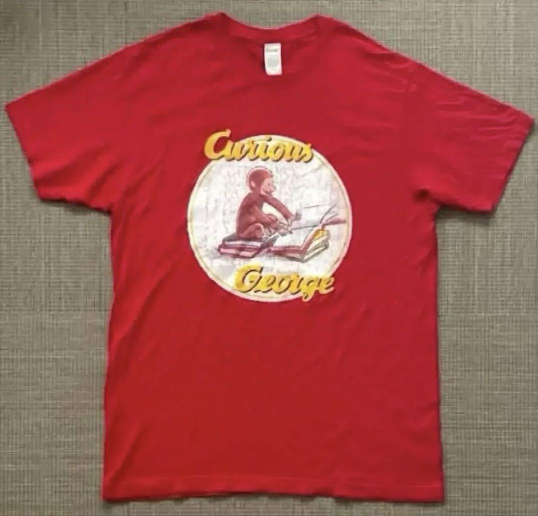

[Б/У] Редкая футболка Curious George 2000-х годов, красная, сделано в Мексике