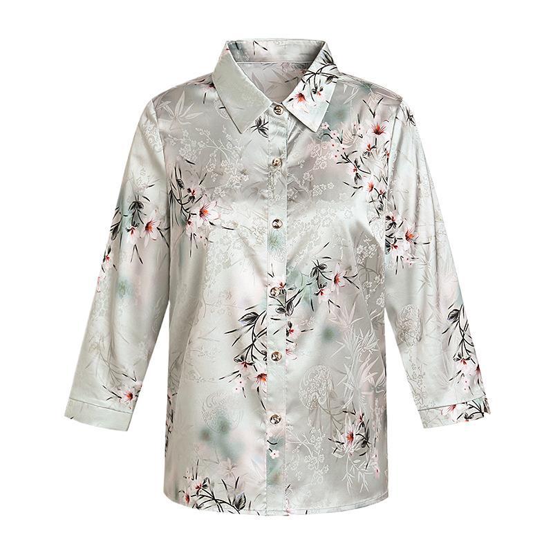 Summer Mulberry Silk Shirt for Mom - Elegant Mid-aged & Elderly Women's Fashion