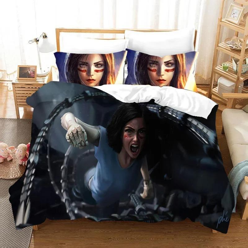 3D ALITA Battle Angel Bettwäsche-Set Twin Queen Size Bettbezug Kissenbezug für Kinder Erwachsene Heimtextilien
