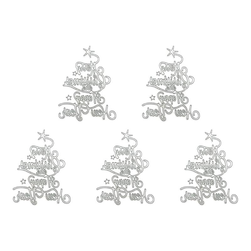 5 Pcs Christmas Tree Cutting Dies Embossings Stencils Christmas Metal Die Cuts for DIY Scrapbooking Card Decoration
