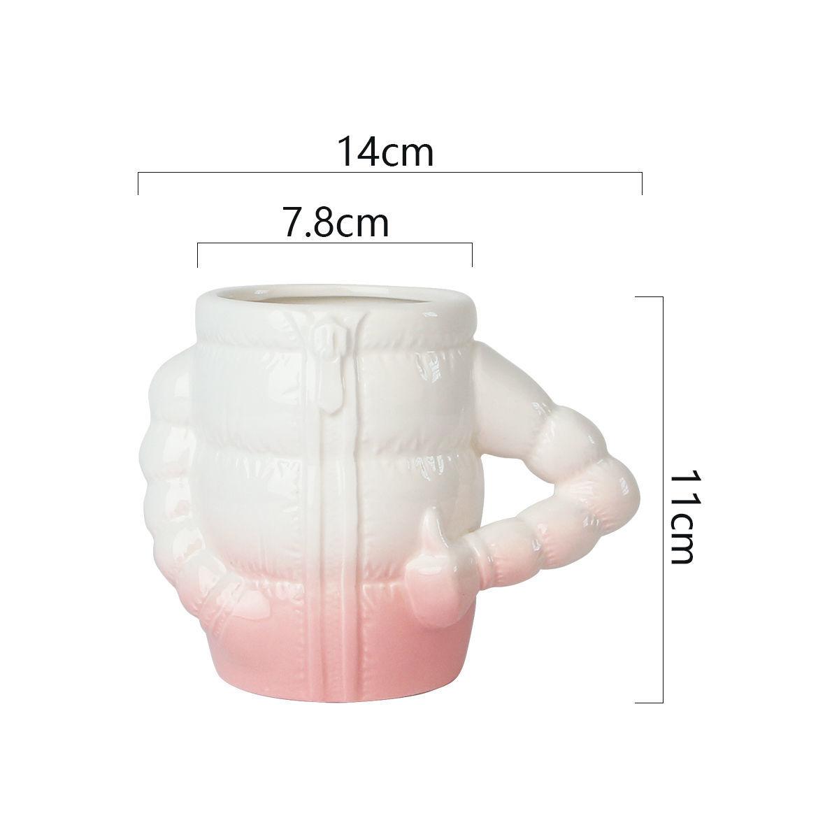 

400ML Ceramic Coffee Mug Creative down Jacket Design Breakfast Cup Porcelain Drink Mugs for Beer Milk Tea Water Couple Sets 400ml рожевий