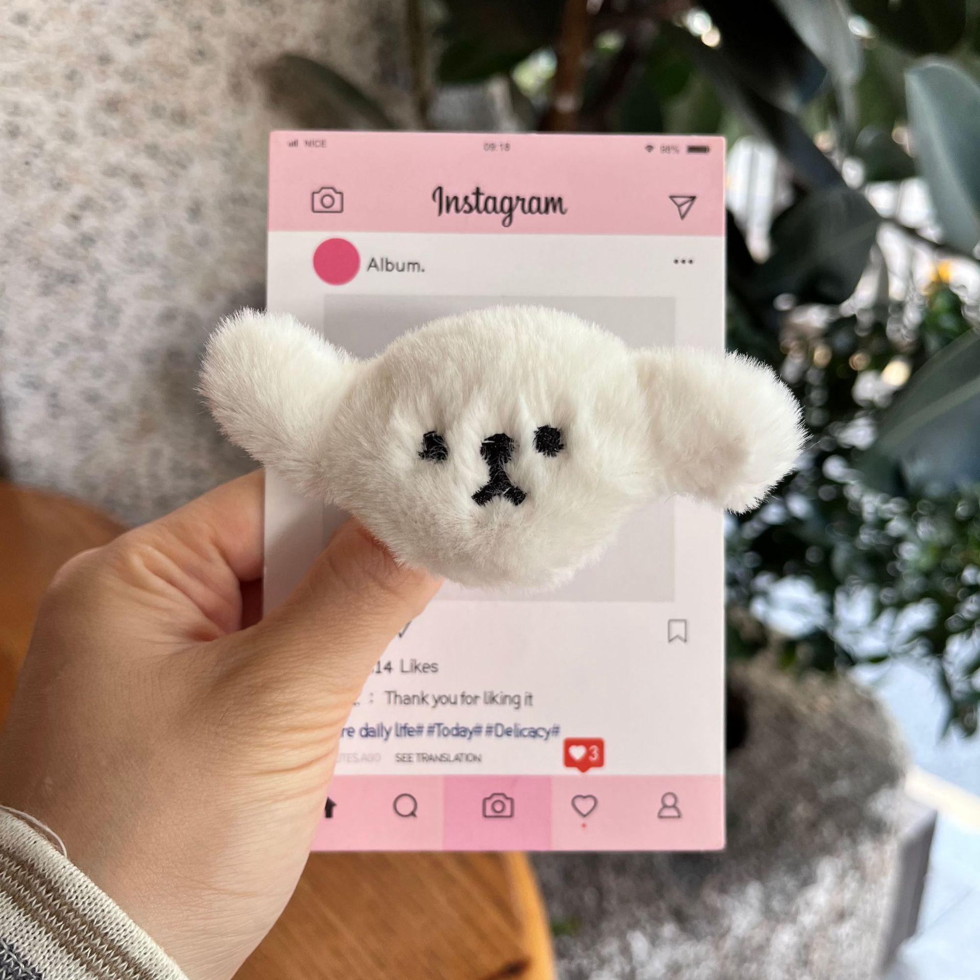 Korean Style Cute Dog Plush Phone Stand - Autumn/Winter Retractable Airbag Holder Transparent Stand