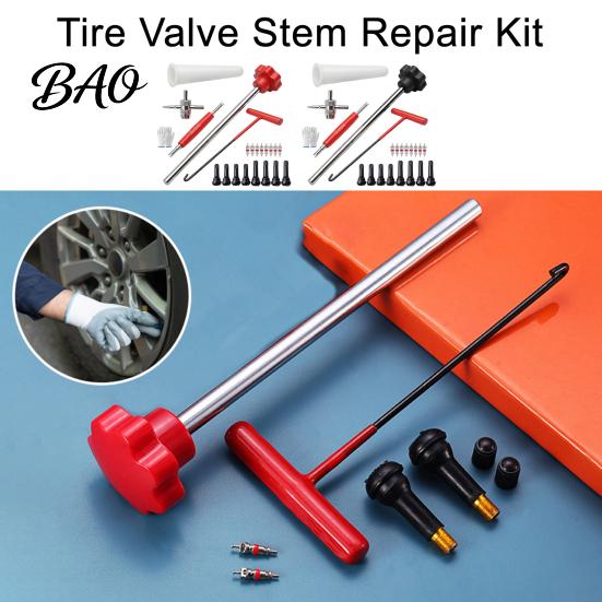 Tire Valve Tool Kit 23Pcs Stem Set, Quick Change Installer with TR413/TR414 Cars Stems, 4-Way Core Removal for Motorcycles Maintenance