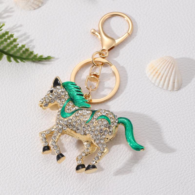 Rhinestone Horse Keychain Stylish Animal Pendant Decorative Key Ring For Women Bag Charm Hanging Lucky Gift