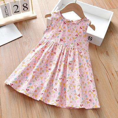 Girls Summer Floral Sleeveless Vest Dress Stylish Baby Kids Casual Sundress For Children 90cm
