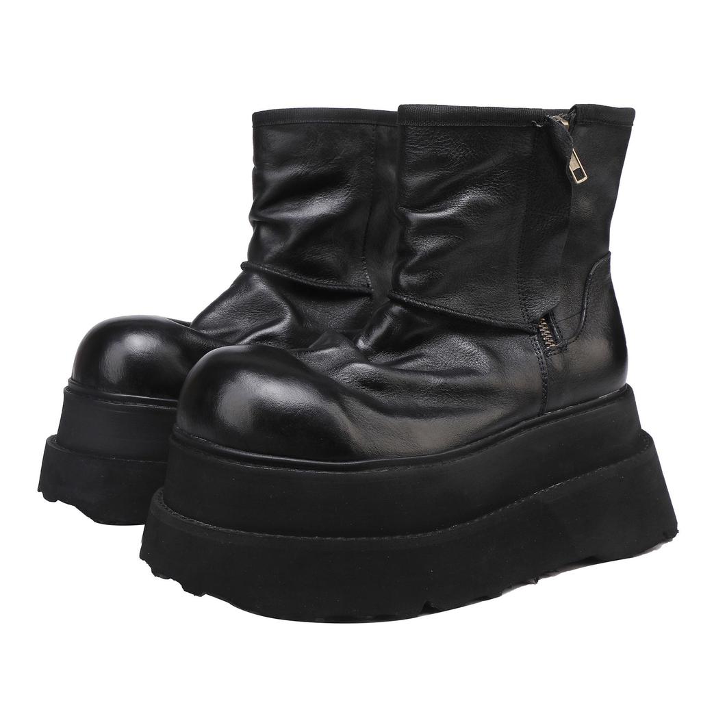 Women's Khaki Height-Increasing Ankle Boots - Soft, Lightweight Cowhide, Early Autumn 2025