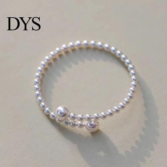 Faux Pearl Bracelet Women Elastic Fit Warm Luster Minimalist Design Bangle Easy on Off No Clasp Versatile Wedding Gift Jewelry Imitation Pearls