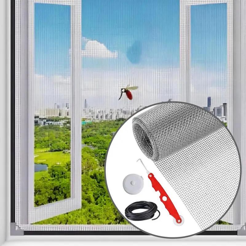 Window Screen Replacement Sliding Screen Replacement Kit 157x47 Inch Heavy-Duty Roll Sliding Door Repair Kit Pet Proof For Porch