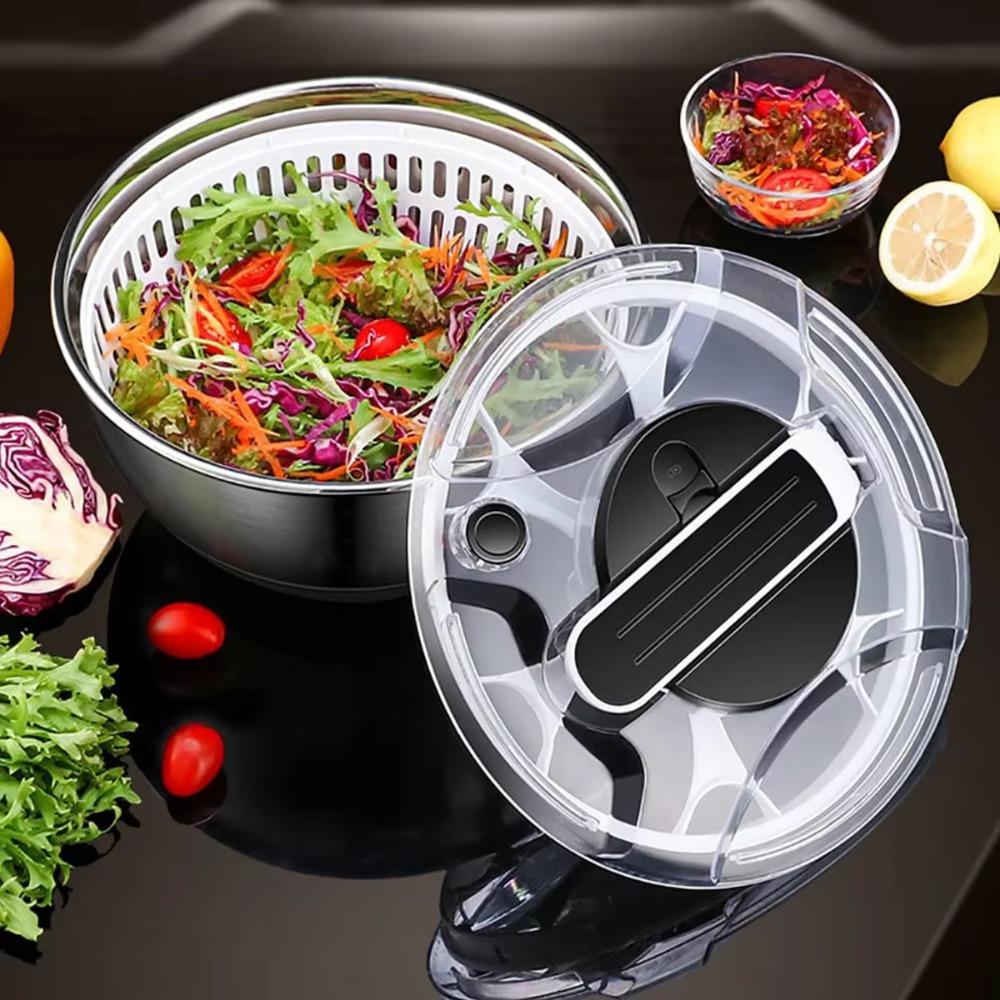 Handmatige Groentedehydrator Roestvrij Staal Fruitwasser Saladeslinger Keukenaccessoires