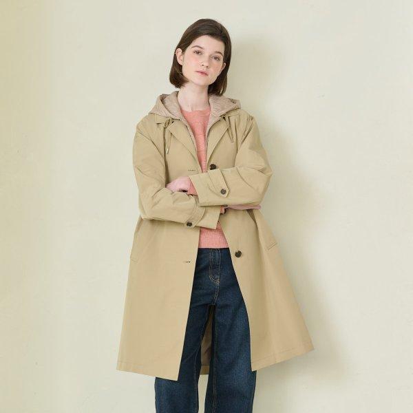 BCBG Quilted Hooded Trench Coat B4s1n701