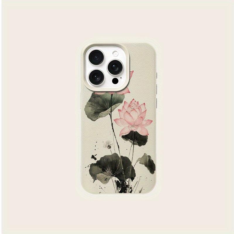 1 Piece of Creative Ink Wash Lotus and Lychee Pattern Phone Case, Suitable for iPhone 17, 16, 15, Plus, Pro, Max Series Phones — Can Be Used as a Gift