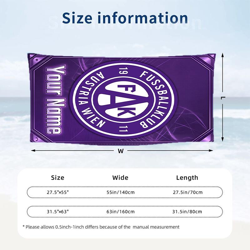 Beach Towel Austria Wien FC Print Custom Name Text Soft Towel for Swimming Pool
