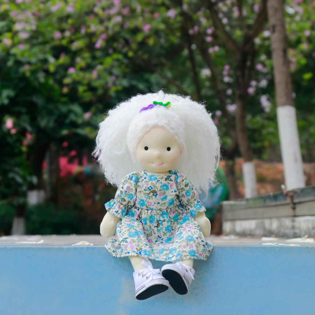 BlissfulPixie Waldorf Handmade Kaja Cute Plush Girl Perfect for Kids Doll, Doll, 30cm, Soft, Doll,