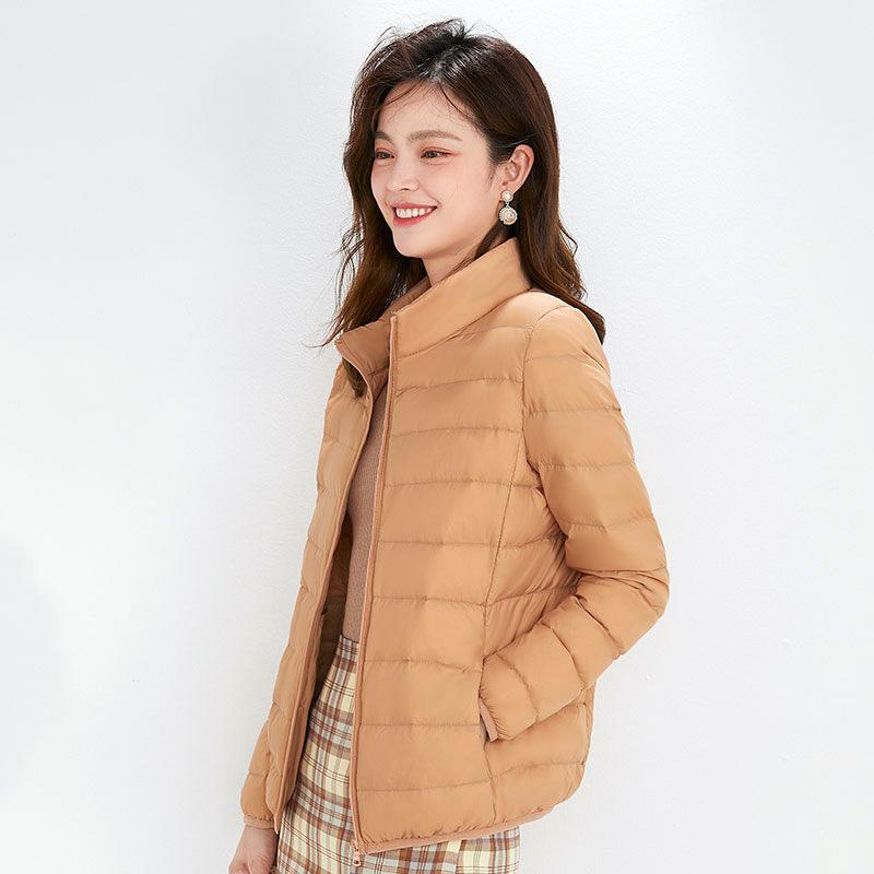 Damen Ultraleicht 90% Weiße Entendaunenjacken Damen Langarm Parkas Weicher Stoff Kurze Oberteile Mantel Windbreaker