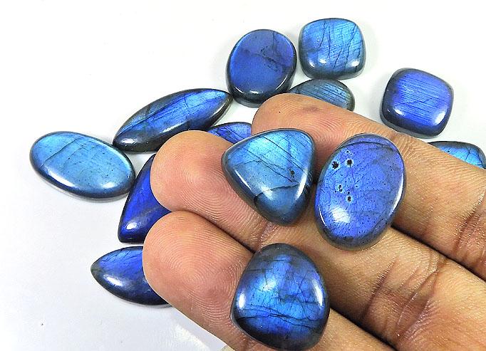 

Natural Blue Labradorite Oval Cabochon loose Gemstone 19 Pcs Lot 21-30MM LL- 859