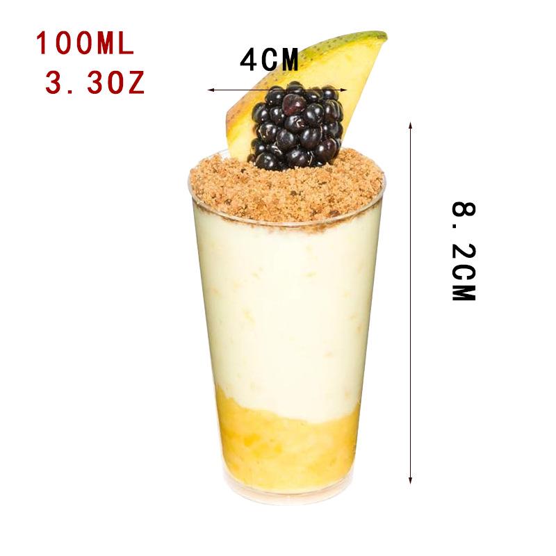 Square Transparent Disposable Dessert Cup - Perfect for Pudding, Jelly, Mousse, and Ice Cream.