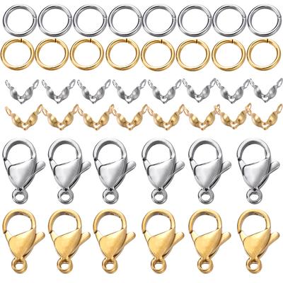 80Pcs/Set Stainless Steel Lobster Clasp Jump Rings Connectors Clasp Crimp End for Bracelet Necklace Chains DIY Jewelry Making