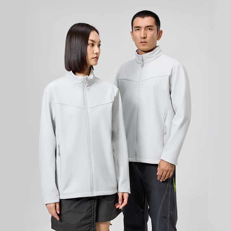 YKK Zipper Stand Collar Softshell High-Stretch Waterproof Windbreaker Jacket, Wear-Resistant & Anti-Static