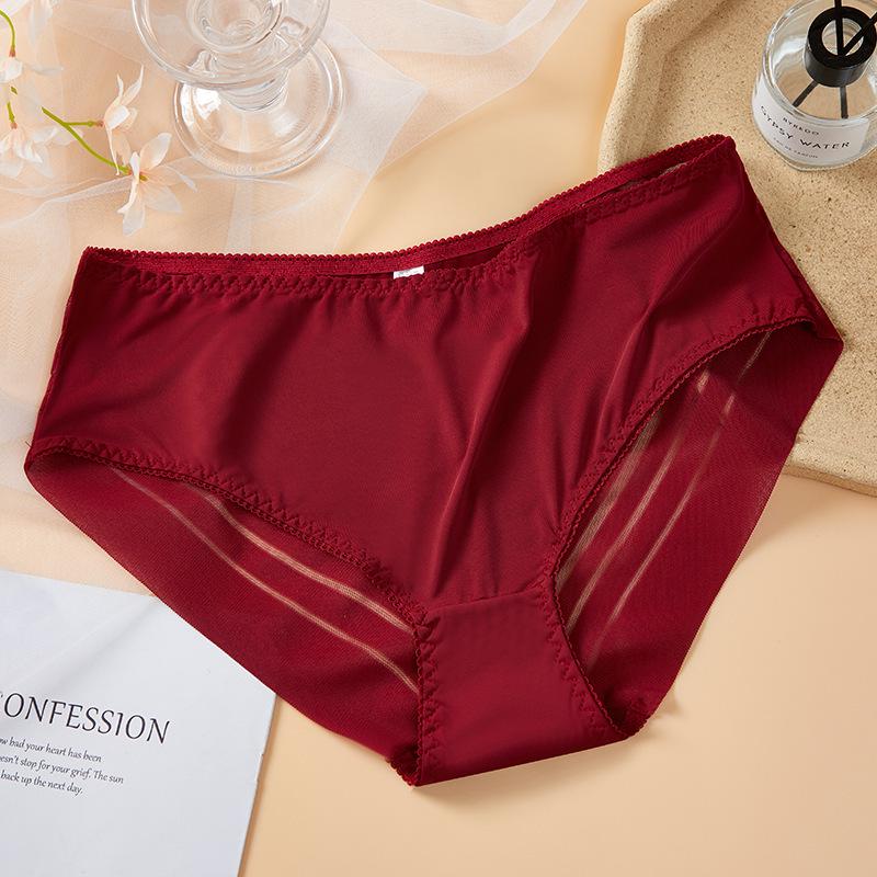 

Бесшовные трусики с высокой посадкой и кружевом - Телесные, Дышащий хлопок из ледяного шелка, Большой размер. XL (120-150 jin)