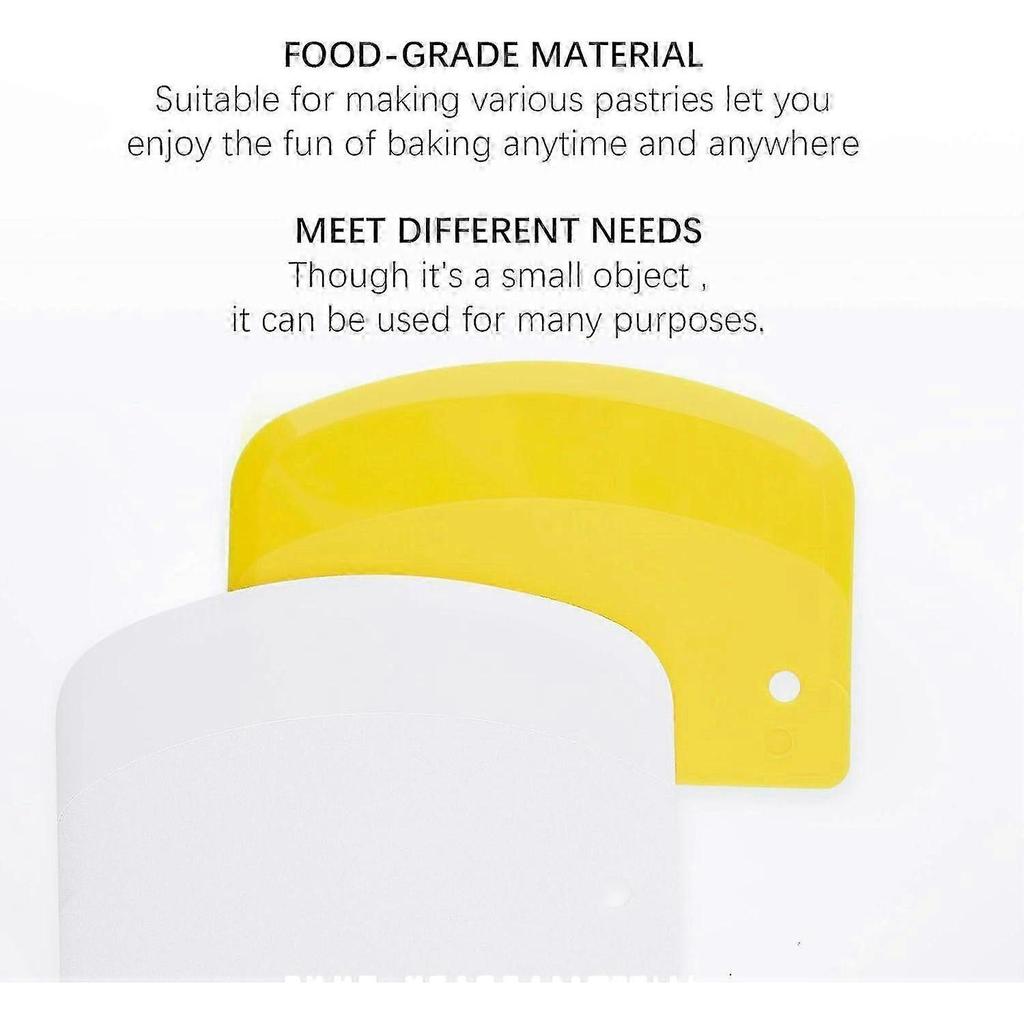 2 pieces 13.5x9 cm pastry cone - dough cutter plastic dough scraper for kitchen, pastry, pancakes (yellow, white)
