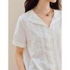 INMAN Women's Linen-Cotton Lace Splice Shirt