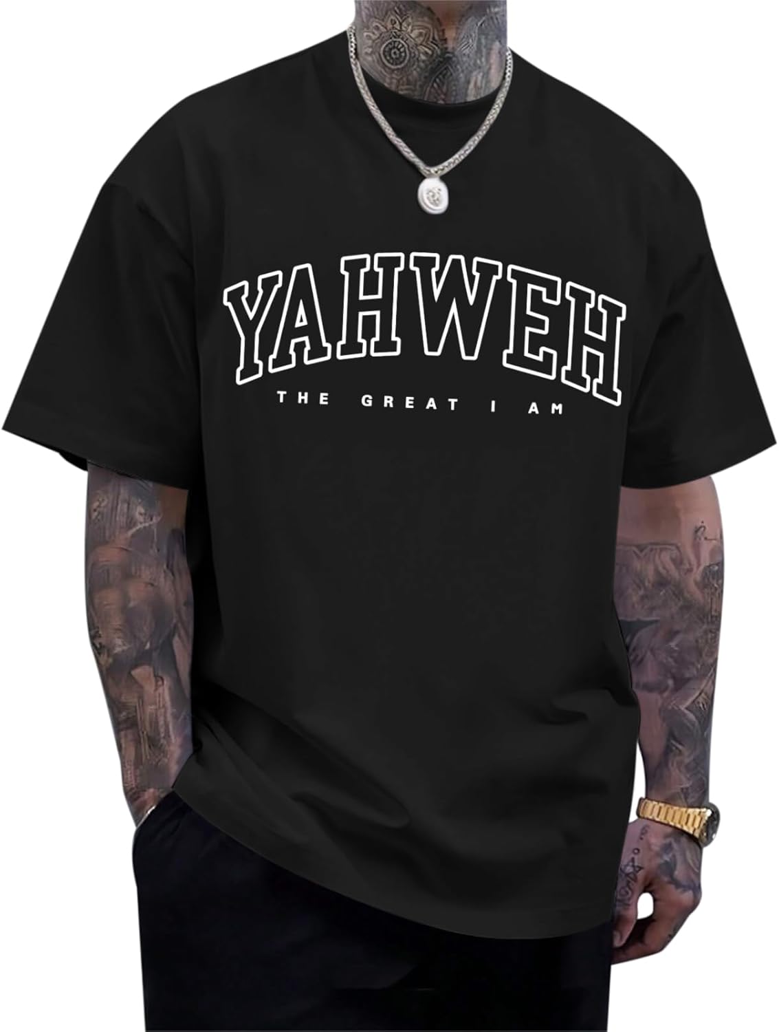 Christian Jesus Shirts for Men Religious God Yahweh Faith Shirt Bible Verse Vintage Oversized Graphic Tees Cotton Top Unisex T-Shirt XL