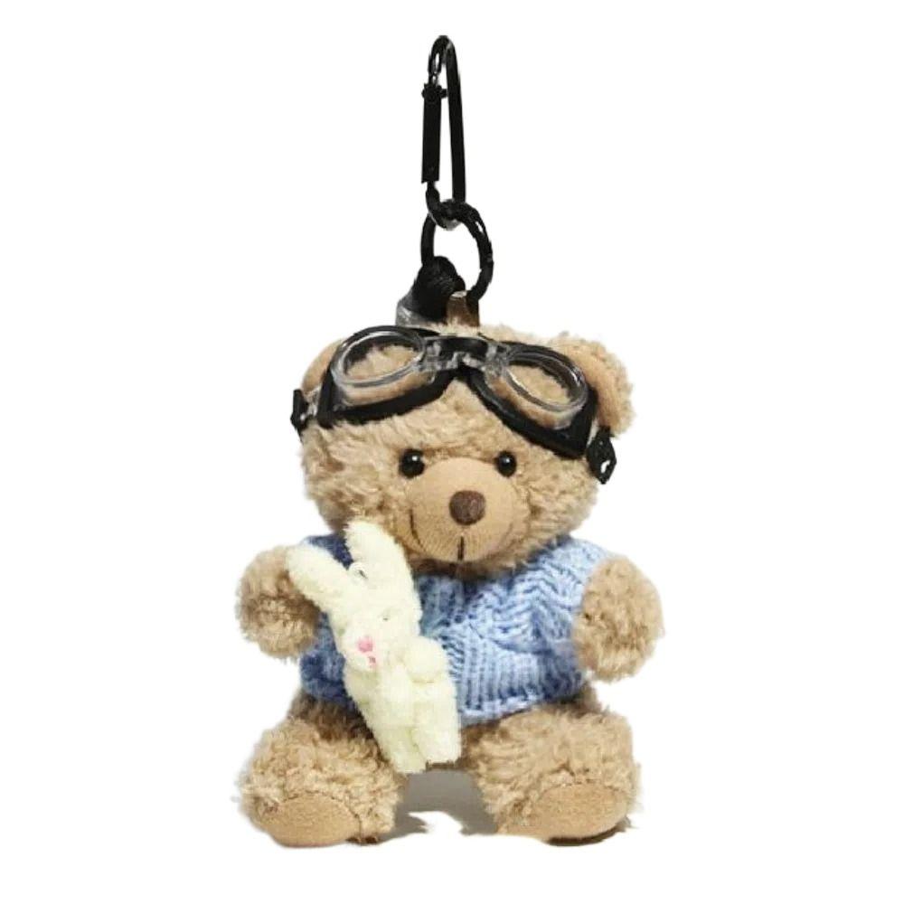 Animal Plush Key Ring Key Chain Stuffed Bear Dolls Kawaii Pilot Bear Keychain  Students Style K