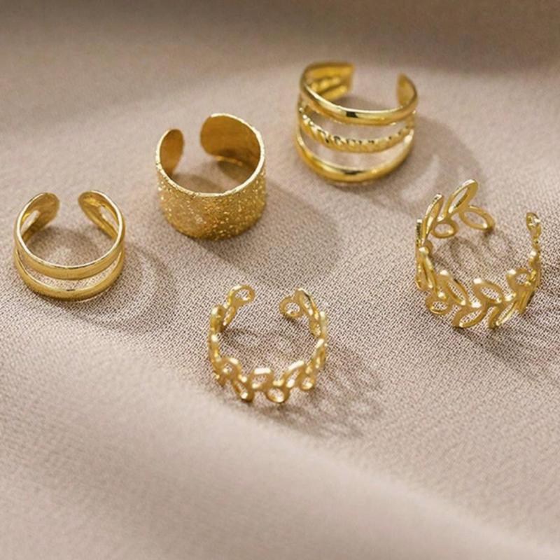 5pcs/Set Gold Bride Clip-On Earrings Set